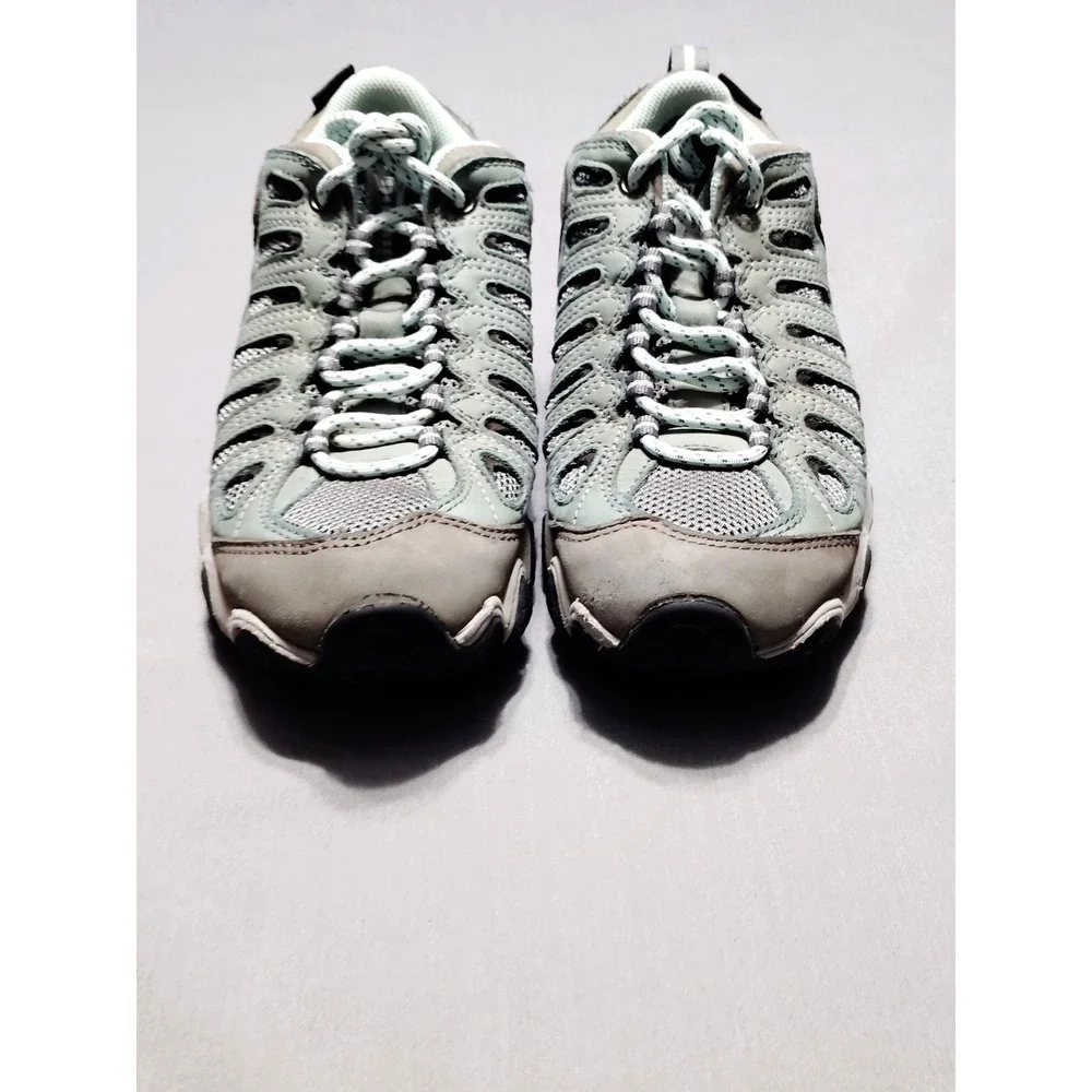 Oboz Sawtooth II Low Trail Hiking Shoes Women 7 Gray Green Leather Mesh Athletic